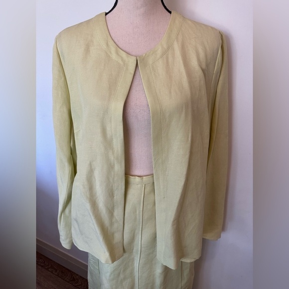 Portraits by Northern Isles Linen Green Apple Jacket and Skirt SZ  14 - Picture 5 of 11